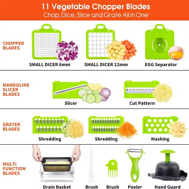 Multifunctional 16 In 1 Fruit Vegetable Onion Slicer Dicer Spiralizer Shredder Hand Graters Vegetable Chopper Cutter