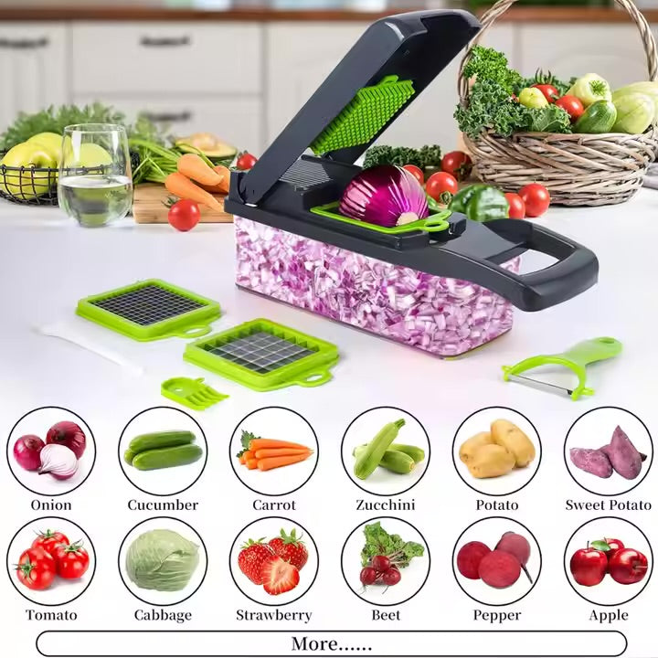 Multifunctional 16 In 1 Fruit Vegetable Onion Slicer Dicer Spiralizer Shredder Hand Graters Vegetable Chopper Cutter